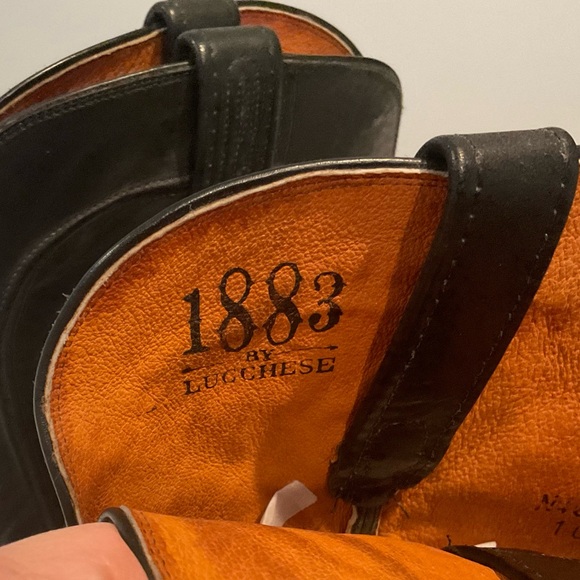 Lucchese Black Leather Women's Western Mid-Calf Boots - Picture 4 of 9